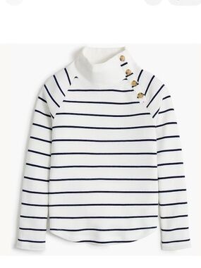 J. Crew Striped Wide Button Collar Pullover Lightweight Sweatshirt Size Small